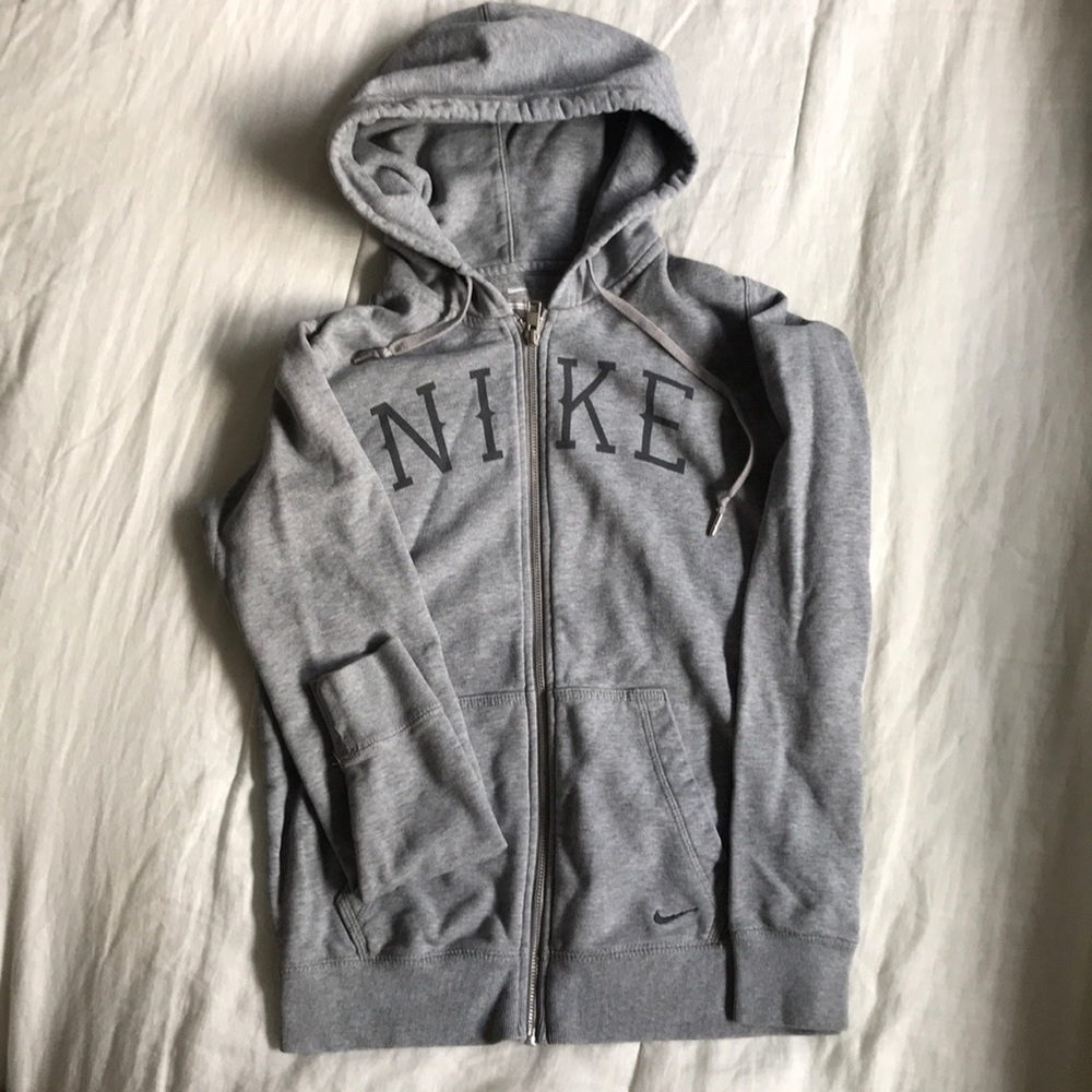 Grey Nike zip up hoodie size medium